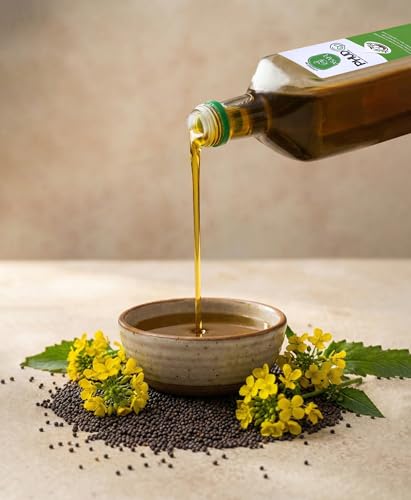 Image of PhudG Cold-Pressed Mustard Oil 500 Grams | Pure Kachi Ghani Mustard Oil in Premium Glass Bottle | Natural Cooking Oil with Rich Aroma | Pack of 3
