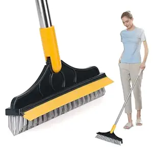2 in 1 Bathroom Cleaning Brush Wiper Tiles Cleaning Bathroom Brush Floor Scrub Brush with Long Handle 120 degree Rotate Home Kitchen Bathroom Cleaning Brush (2 in 1 Wiper)