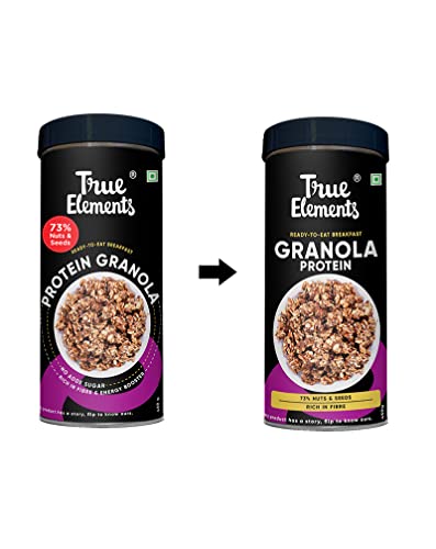 Image of True Elements Crunchy Protein Granola 450g - with 73% Seeds & Nuts, Certified Gluten Free | Granola for Breakfast | No Added Sugar