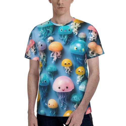 T-shirt méduse colorée homme col rond et t-shirt graphique coton