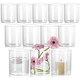 SUPMIND 12Pcs Glass Cylinder Vase for Centerpieces 5 Inch Clear Flower Vases Bulk, Glass Hurricane...