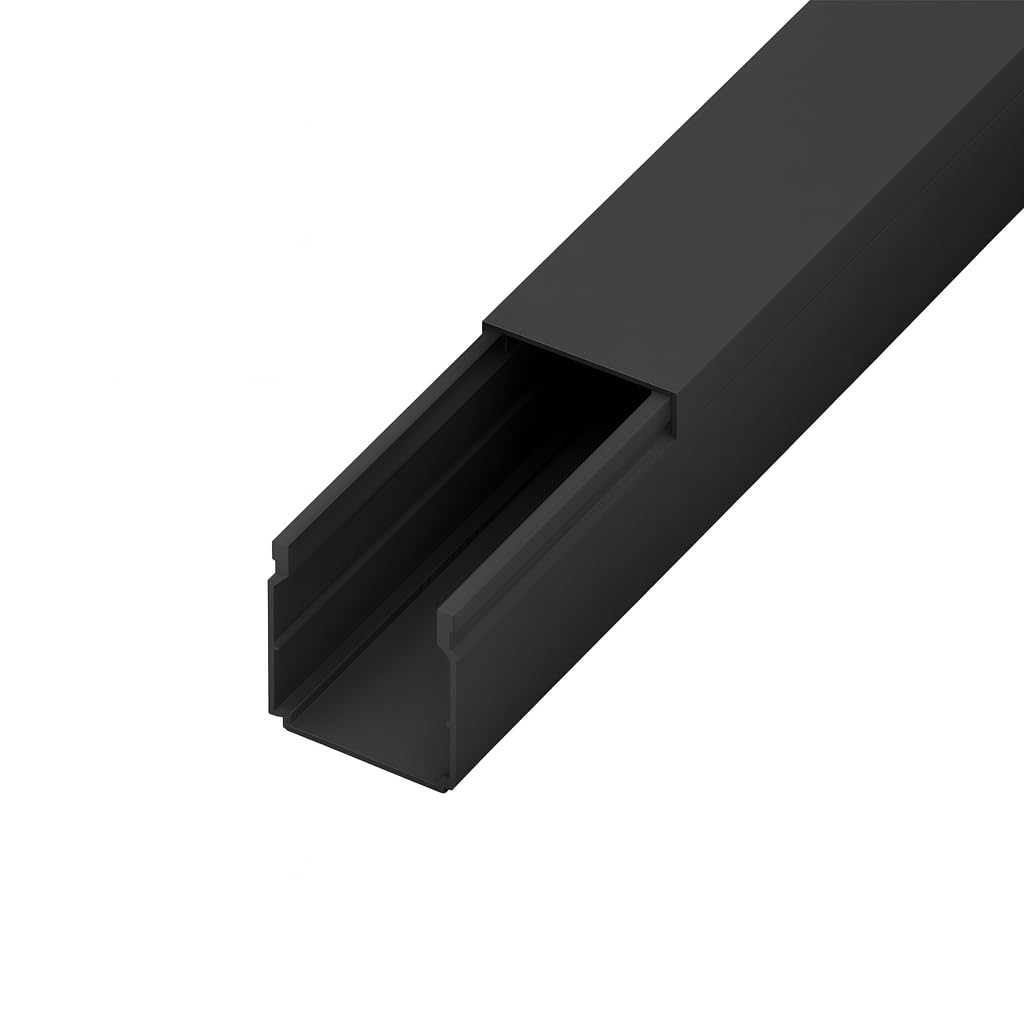 Kabelkanal PVC 40x40 mm, Elektroinstallationskanal mit abnehmbarem Deckel, 2 m Gesamtlänge, anthrazit