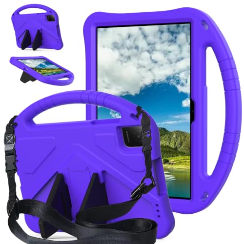 Funda para niños de TCL Tab 10 Gen4 ideal para viajes, con soporte y asa morada