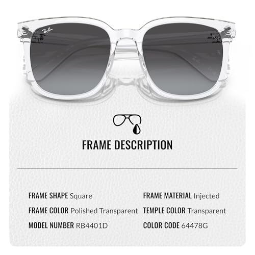 Image of Ray-Ban RB4401D Square Shaped Sunglasses for Men & Women with Official RAYBAN Eyewear Kit