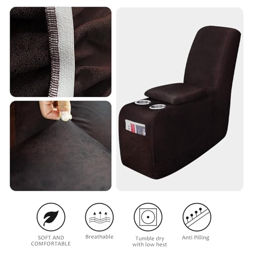 Image of molasofa Leather Like Additional Recliner Console Cover for Reclining Loveseat Covers Stretch Jacquard Middle Console Cover for Recliner Couch(Dark Chocolate)
