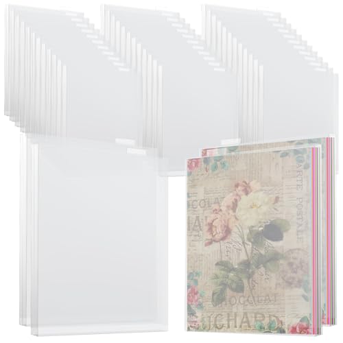 Image of 40 Pcs 12x12 Scrapbook Paper Storage Organizer, Clear Top Loading Files Paper Organizer, Plastic Craft Papers Holder Storages Organization for Holding Scrapbook Vinyl Files Photos Storage Bag