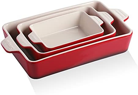 SWEEJAR Home Ceramic Bakeware-Set Baking-Dish Lasagna-Pans Casserole-Dish (Navy)