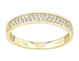 Old English Jewellers 9ct Yellow Gold 0.25ct 2 Row Wedding Eternity Ring size J K L M N O P Q R S (L)