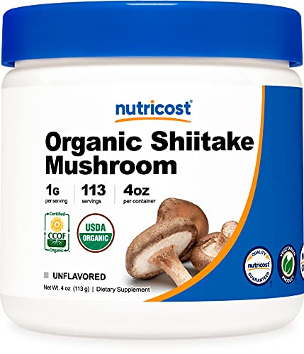 Nutricost Organic Shiitake Mushroom Powder 4 oz - Gluten Free, Non-GMO