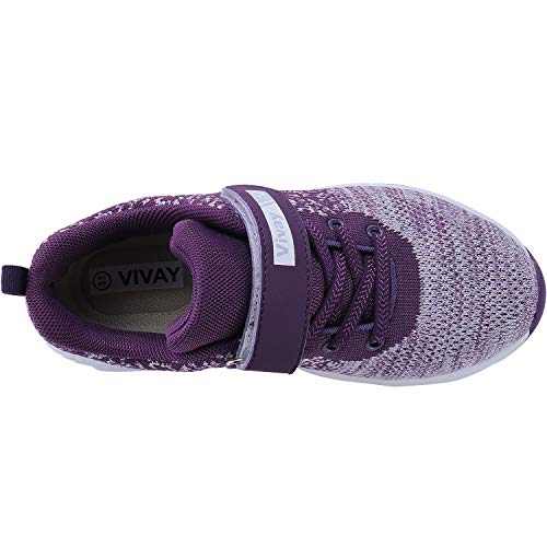 Vivay Girls Tennis Shoes Breathable Athletic Running Sneakers Casual Walking Shoes for Girls(2-Purple,Size 12 Little Kid)