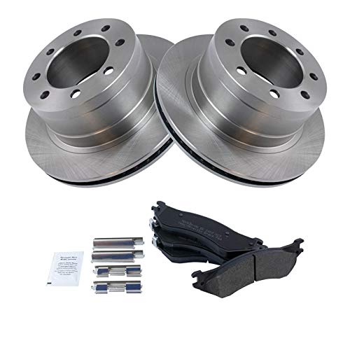 Image of TRQ Rear Brake Pad & Rotor Kit Semi-Metallic Compatible with 2006-2008 Dodge Ram 1500 2003-2008 Ram 2500, 3500