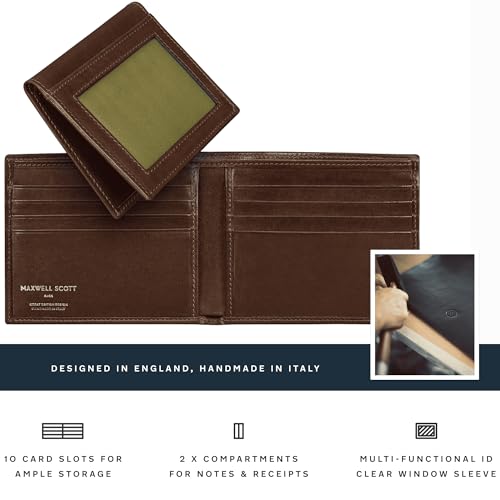 Maxwell Scott - Mens Luxury Leather 2-in-1 Trifold Wallet with Detachable Card Holder and ID Window - The Asti Dark Brown3