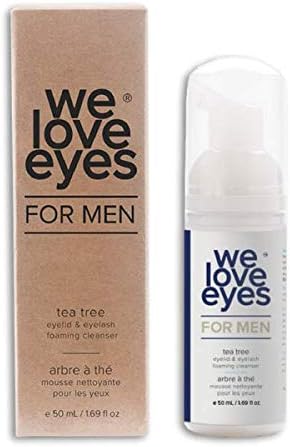 All Natural Tea Tree Eyelid Foaming Cleanser/Wash for MEN - We Love Eyes - Blepharitis, Demodex, Dry Eyes Relief and treatment, Wash Eyelashes, Reduce Itching and Inflammation- 50 ml