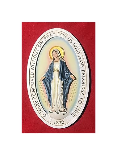 CatholicStore 8" Miraculous Medal Wall Plaque, Full Color Veronese Resin