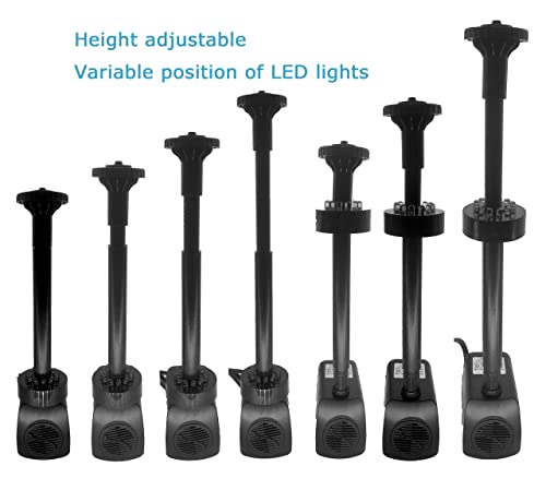 Lewisia Fountain Water Pump Kit With Mushroom And Blossom Spray Head, 12 Led Light 6 Feet Listed Cord Ideal For Koi Goldfish Pond Aquarium Pool Garden Statuary Fish Tank 15W 211Gph #TOP3