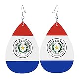 Paraguay Flag Teardrop Earrings For Women Paraguayan Lightweight Leather Dangle Earrings Patriotic Jewelry...