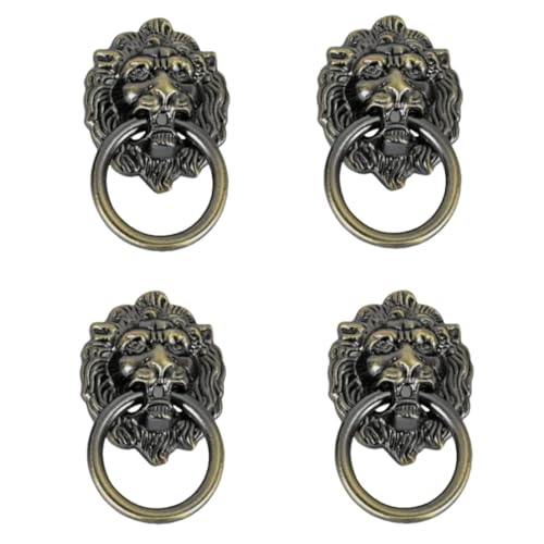 GDQLCNXB Cabinet Knobs Pulls Lion Head Ring Pulls Handle,4Pcs Antique