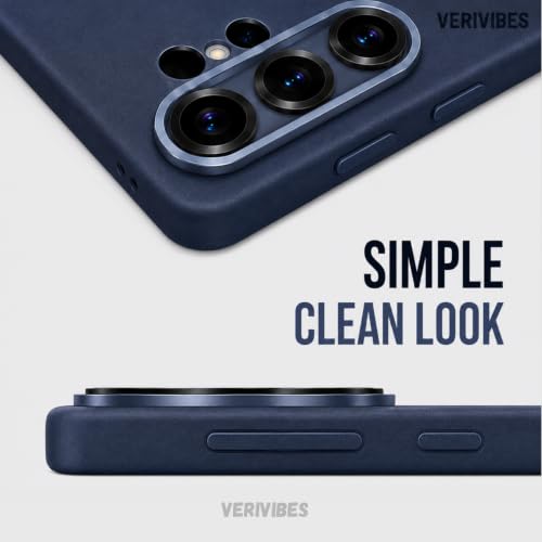 Image of Leather Case Compatible with Samsung Galaxy S25 Ultra | Slim Soft Inner Lining Protective Back Cover | Shockproof Phone Cover with Secure Grip, Camera Guard & Raised Edge Protection - Blue