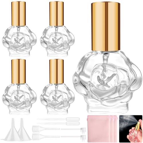 5pcs Refillable Glass Spray Bottles, 11ml Travel Perfume Bottles, Portable Atomizer Mist Spray Bottle for Fragrance