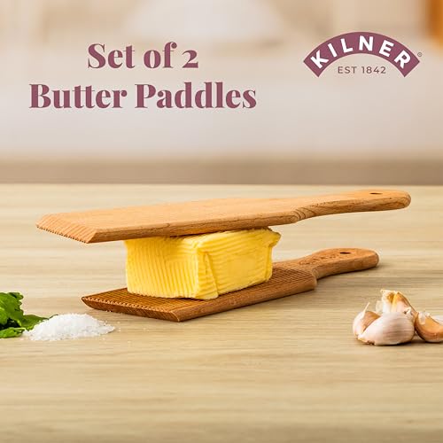 Kilner Butter Paddles Set of 2 Natural Beech Wood Paddles for Shaping Homemade Butter & Removing Buttermilk Ideal for Butter Making