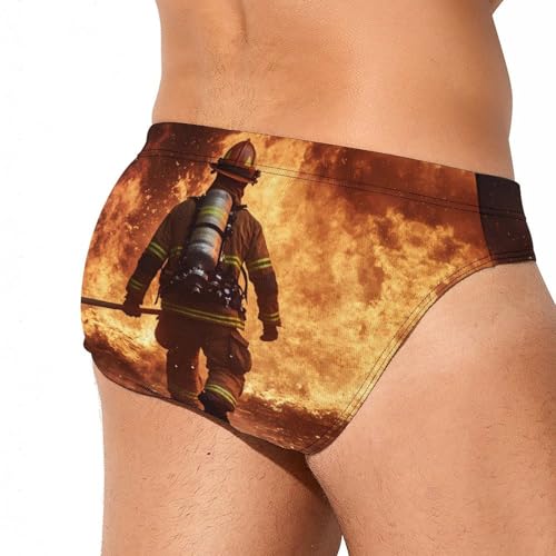 Fireman Back Mens Swim Briefs Quick Dry Swim Trunk Bikini Underwear Swimsuit3