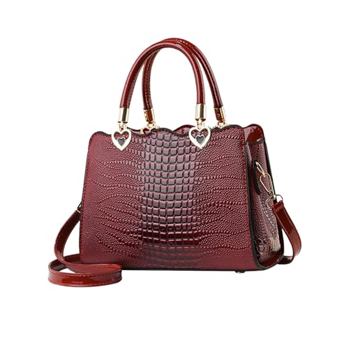 Image of NICOLE & DORIS Women's Top-Handle Bags Small Handbags for Women Fashion Tote Handbag Crocodile Shoulder Bags PU Leather Crossbody Bag Satchel Bag Red