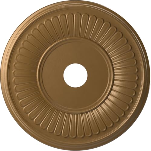 Image of Ekena Millwork CMP22BECGH Berkshire Thermoformed PVC Ceiling Medallion (Fits Canopies up to 10 1 /8 inch), 22 inchOD x 3 1 /2 inchID x 1 inchP, Metallic Gold Rush