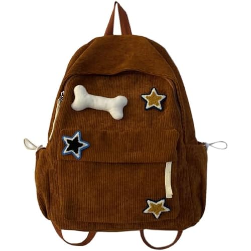 minanglihy Kawaii, mochila estética Y2K, leve, resistente à água, bolsa de viagem para mulheres e homens, Marrom, Medium, Tendência