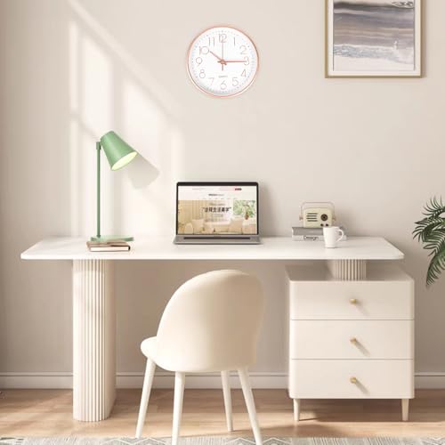 CIMOYBAI 20cm/8 Zoll Modern Schwarz Wanduhr, Leise, Ohne Tickgeräusche, Geeignet für Büro, Wohnzimmer, Küche, Schule, Kinderzimmer(Roségold)