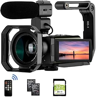 ORDRO 4K Video Camera AX65 Camcorder 1080p 60fps Profesional Livestream Camcorder with 12x Optical Zoom with Mic,Wide Angle Lens, Handheld Holder