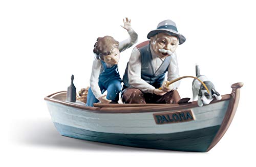 LLADRÓ Fishing with Gramps Figurine. Porcelain Fisherman Figure.
