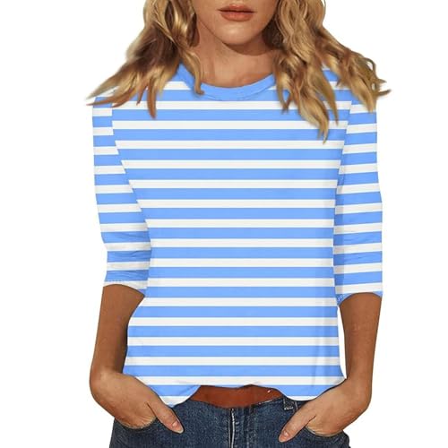 3/4 Length Sleeve Womens Tops Crew Neck Cotton Casual Polka Dot Loose Fit Three Quarter Plus Size Cozy Tunics to Wear with Leggings Summer Blouses 2025 Women's 3/4 Sleeve Summer Tops