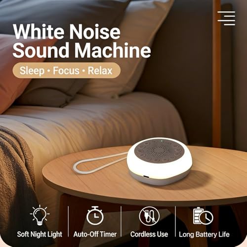 JWANGYUDG White Noise Sound Machine, Portable White Noise Machine, Sound Machine with Night Light, Travel Noise Machine for Home Office, Focus & Sleep - Image 3