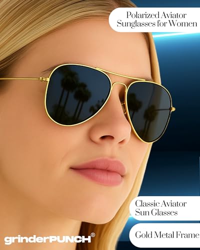 Image of grinderPUNCH Polarized Aviator Sunglasses Men Women 70s Retro Costume UV400