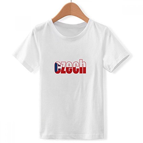 T-shirt drapeau tchèque blanc col rond pour garçon taille M