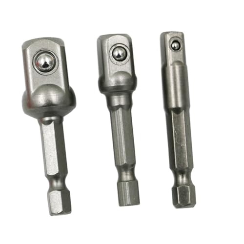 Adaptadores vaso hexagonal cuadrado acero inoxidable para destornilladores eléctricos 3 piezas