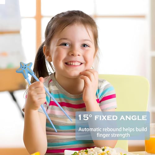 HORREX 3 Pezzi Bacchette Sushi Bambini con Assistente Bacchette Cinesi Riutilizzabili per Imparare Chopsticks con Motivo di Animali Gadget per Imparare Antiscivolo Principianti Bambini Anziani - immagine 3