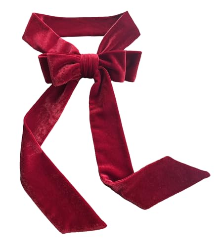 Women Velvet Sash Waist Belt Bow Tie Belt Skinny Neck Scarf for Bridal Wedding Special Occasion Dress