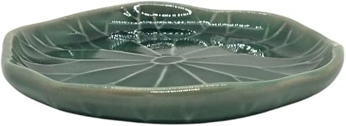 Miniatura 9 de BestySuperStore Bandeja pequeña en forma de hoja de loto verde oscuro de 4 pulgadas, hecho a mano, plato decorativo de porcelana de cerámica,