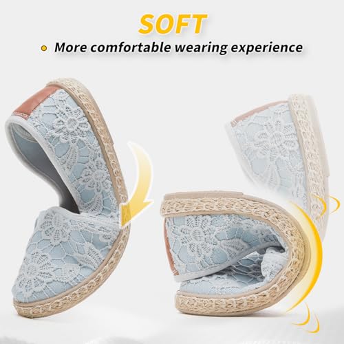 Image of BABUDOG Women's Flats with Flower Embroideried,White Lace Ballet Flats,Comfortable Dress Flats