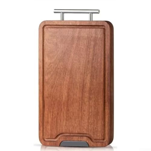 Qualoramall Planche à découper extra large en bois d'ébène avec rainure profonde pour jus de fruits pour cuisine, hacher et servir - 30 x 26 x 2,5 cm d'épaisseur - Style bloc de boucher pour les