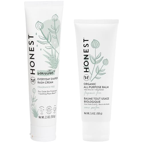 Image of The Honest Company Diaper Rash Cream + All Purpose Balm Bundle | Soothes + Protects | Hypoallergenic + Cruelty Free | 2.5 oz, 3.4 oz