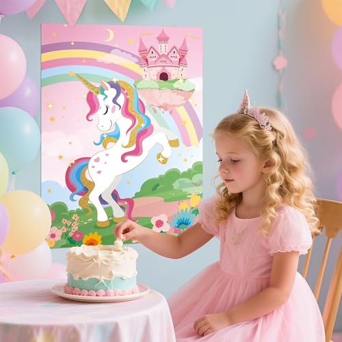 Image of Pin the Horn on the Unicorn, Unicorn Birthday Party Decorations