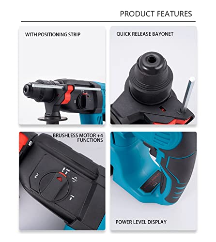 TEMSOOM 20 V Brushless Electric Hammer Schlagbohrmaschine 10000 BPM Akku Bohrhammer Wiederaufladbare Stanzmaschine… – Bild 6