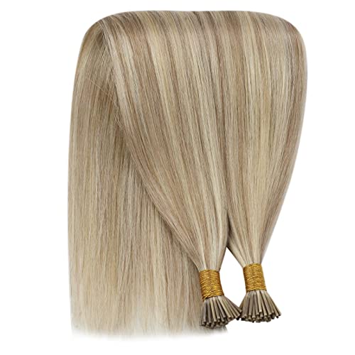 Image of YoungSee I Tip Hair Extensions Blonde Itips Hair Extensions Human Hair Blonde Highlights Itip Hair Extension Cold Fusion Hair for Wedding 18 Inch 50g 60s