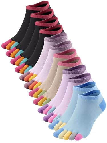 Image of Bencailor 6 /15 Women Cotton Five Toe Socks No Show Ankle Socks with Toes Separated for Athletic Walking Yoga