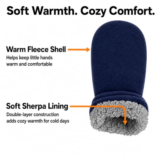 Image of N'Ice Caps Little Kids and Baby Easy-On Sherpa Lined Fleece Mittens - 2 Pair Pack