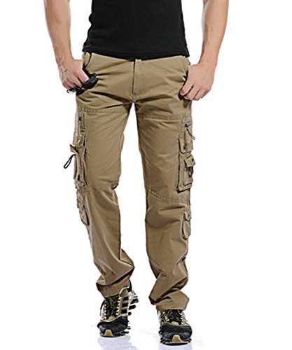 Yollmart Men's Cotton Military Cargo Workwear Pants Relaxed Fit Trousers