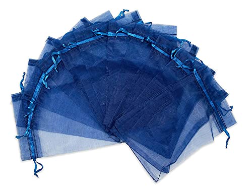 Dkrsyz 50 Pieces Gifts Organza Bags Navy Blue Drawstring 5X7 Inch For Baby Shower,Christmas,Nurse Birthday,Party Favor,Wedding,Graduation Sheer Mesh Fabrics Wrap Pouch For Jewelry,Bracelets,Earring #TOP3