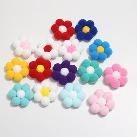 Wepetyo 50 Pcs Mini Flower Heads,Small Sunflower Crochet Appliques,2"inch Crochet Flowers Plush Ball Flower,Knitted Flower Handmade Crochet Patches for Sewing DIY Craft(Mixed Color) Cover